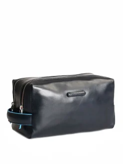 BLUE SQUARE Beauty Case in pelle