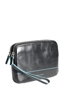 BLUE SQUARE Pochette in pelle con polsierina