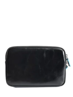 BLUE SQUARE Pochette in pelle con polsierina