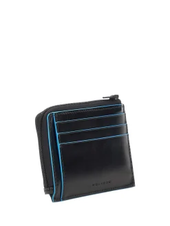 BLUE SQUARE Portacard in pelle, con zip