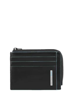 BLUE SQUARE Portacard in pelle, con zip
