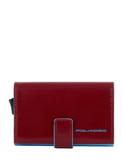 BLUE SQUARE Portacarte di credito in pelle e metallo