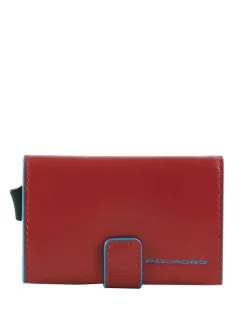 BLUE SQUARE Portacarte di credito in pelle e metallo