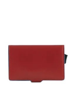 BLUE SQUARE Portacarte di credito in pelle e metallo