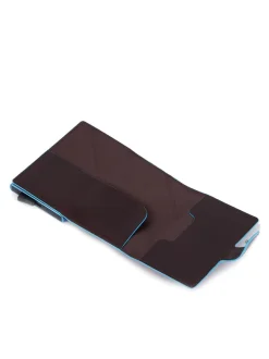 BLUE SQUARE Portacarte di credito in pelle e metallo