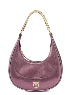 BRIOCHE Borsa a spalla in pelle metallizzata