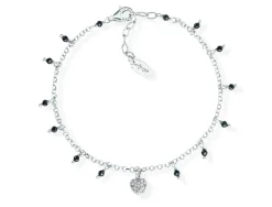 CANDY CHARM Bracciale in argento rodiato cristalli neri e zirconi bianchi