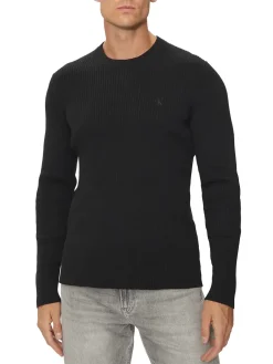 CK JEANS Maglione girocollo a coste slim fit
