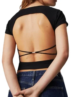 CK JEANS T-shirt con schiena nuda e incrocio