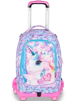 GLOW LED UNICORN GIRL Zaino Trolley 3 in 1
