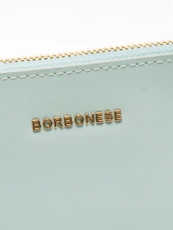 LETTERING Pochette in pelle con polsierina