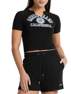 LOGO CALIFORNIA T-shirt cropped stretch manica corta