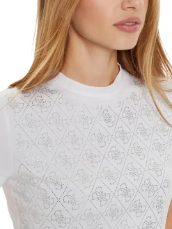 MOCK NECK ALL OVER 4G T-shirt slim fit con strass