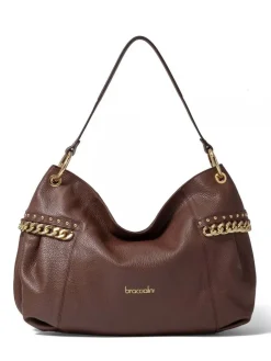 NORA Borsa a spalla in pelle con catena