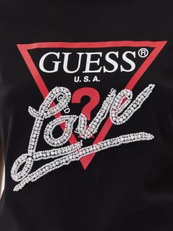 PEARLS LOVE TRIANGLE T-shirt con stampa e applicazioni