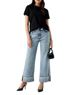 SEQUINS BIG LOGO T-shirt a manica corta, con logo grande