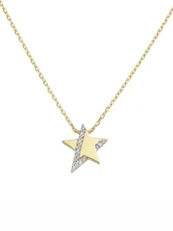 STELLE Collana dorata con charm e zirconi