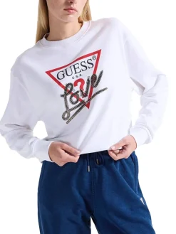 STUDDED LOVE Felpa girocollo con stampa a borchiette