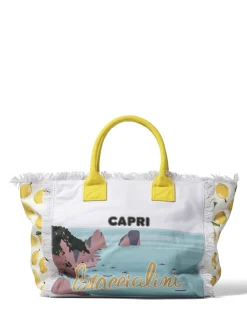 SUMMER Borsa mare in canvas, con stampa