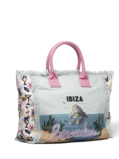 SUMMER Borsa mare in canvas, con stampa