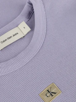 WASHED WOVEN LABEL T-shirt a manica corta, in cotone