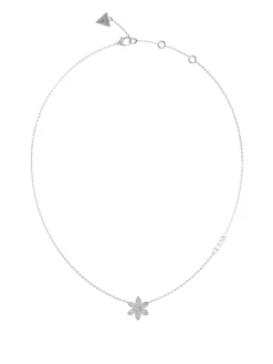 WHITE LOTUS Collana con pendente fiore e cristalli