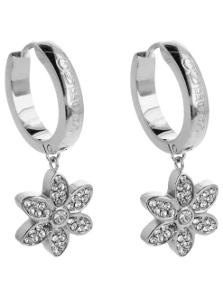 WHITE LOTUS Orecchini a cerchio con charms fiori