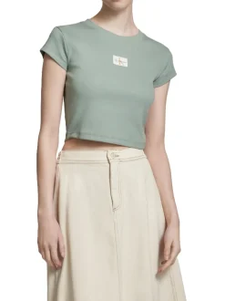 WOVEN LABEL T-shirt a manica corta, in cotone